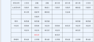门诊专家排班表